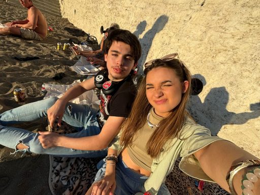 Cool neurodiverse teenagers on a beach