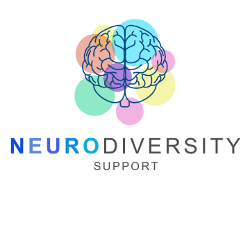 Neurodiversity support logo with a colourful brain image